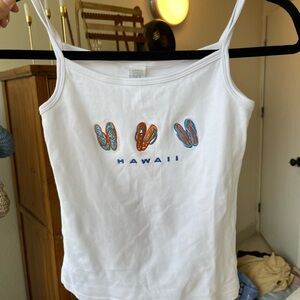 White Hawaii Spaghetti Strap Top